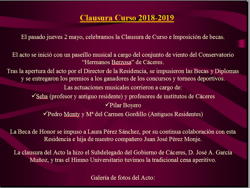 Clausura Curso 2018 2019