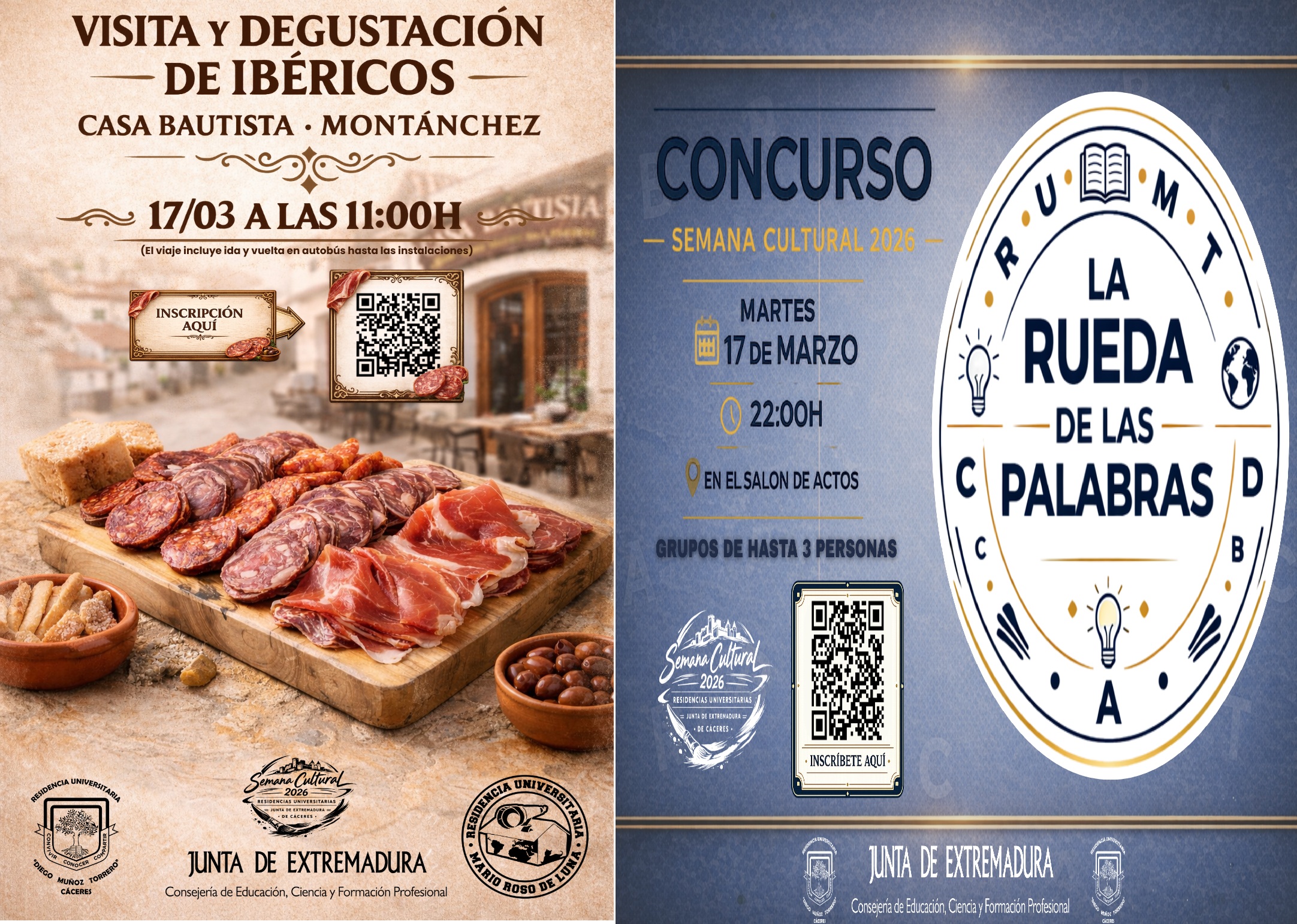 Da 17 de marzo Visita y degustacin ibricos y Concurso La rueda de las palabras